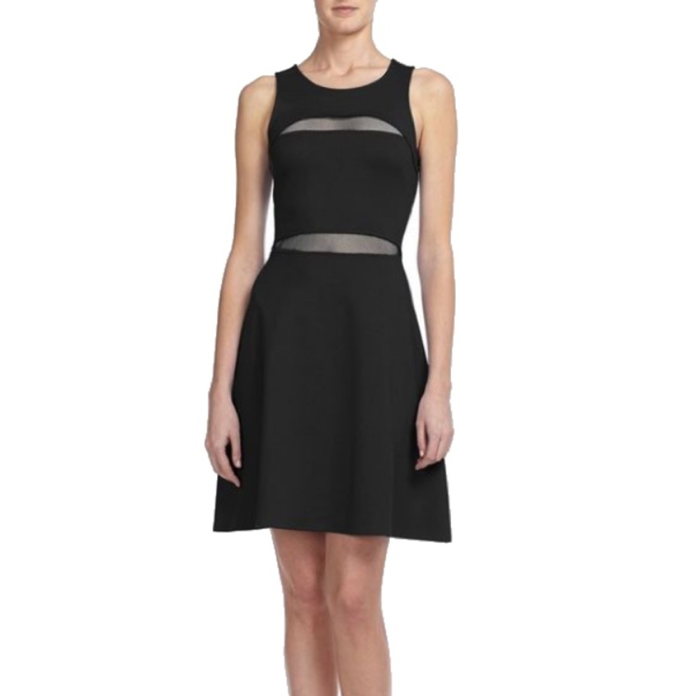 Black Sleeveless Dress With Mesh Cutout
